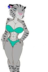 1girls 20th_century_fox 20th_century_studios akatsukishiranui-fox alluring anthro anthrofied athletic_female big_breasts bikini blue_eyes blue_sky_studios cleavage disney earrings edit female_abs fit_female ice_age_(film) ice_age_(series) ice_age_collision_course ice_age_continental_drift legs pin_up posing shira_(ice_age) smilodon stripes sultry tiger