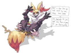 2022 anthro anthro_penetrated anus ass big_anus biped black_anus black_body black_fur black_pawpads bodily_fluids braixen claws dialogue digital_media_(artwork) dipstick_tail english_text female female_penetrated fur generation_6_pokemon hand_on_butt hi_res inner_ear_fluff lying markings multicolored_body multicolored_fur nintendo nsfuwu4 on_back pawpads penetration poke_ball poke_ball_insertion pokemon pokemon_(species) profanity red_body red_fur red_inner_ear_fluff saliva sharp_teeth simple_background solo speech_bubble spread_anus spread_butt spreading tail tail_markings talking_to_viewer teeth text toe_claws tuft vaginal vaginal_penetration white_background white_body white_fur