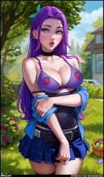 1girls abigail_(stardew_valley) aroma_sensei big_breasts breasts busty curvaceous curvy curvy_figure digital_media_(artwork) easter_egg egg eyebrows eyelashes eyes female female_focus fit fit_female hair hips hourglass_figure huge_breasts human large_breasts legs light-skinned_female light_skin lips mature mature_female outdoors purple_hair skirt standing stardew_valley thick thick_legs thick_thighs thighs top_heavy undressing upper_body voluptuous waist wide_hips