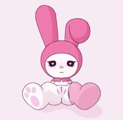 <3_eyes anthro armwear clothing dakuromii elbow_gloves feet female genitals gloves handwear heart lagomorph legwear leporid mammal my_melody onegai_my_melody paws pink_clothing pussy rabbit sanrio smile smiling_at_viewer thigh_highs young