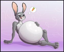 anthro belly black_border border disney female flat_chest judy_hopps lagomorph leporid mammal obese rabbit skeletalheart zootopia