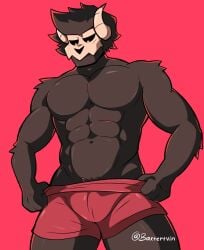 2022 5_fingers asides_tabi_(funkin_aside) baxter7020 baxtertvin black_fur black_hair black_sclera bottomless bulge friday_night_funkin friday_night_funkin_mod fur gay looking_down mask masked_male muscular_male pubic_hair red_underwear simple_background skull_head solo_male tabi_(homskiy) tagme topless twitter underwear underwear_only unknown_species yellow_eyes