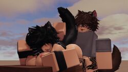 1boy 1girls 3d balls baseplate cat_ears cat_tail catboy catgirl feline kraxxcat nude roblox robloxian source_request stacked tagme thick_ass thick_thighs