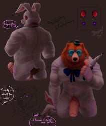 1boy 2023 anthro anthro_focus anthro_only anthro_solo ass back_view balls_behind_legs bear big_balls big_cock big_penis big_testicles bigger_male black_nose bow_tie bowtie bunny_costume bunnysuit claws clothed clothed_male clothing cosplay dannabx digital_drawing_(artwork) digital_media_(artwork) ear_piercing ear_ring earring english english_text erect_penis erection facepaint finger_claws fingerless_gloves five_nights_at_freddy's five_nights_at_freddy's:_security_breach flaccid flaccid_cock flaccid_penis foreskin foreskin_folds front_view furry furry_male furry_only glamrock_freddy_(fnaf) glans headgear headwear holding_knife holding_object holding_weapon huge_balls huge_cock huge_testicles humanoid humanoid_genitalia humanoid_penis looking_at_viewer looking_back male_focus male_only mammal mammal_humanoid mask mask_on_head mask_removed masked_male muscles muscular muscular_anthro muscular_arms muscular_male orange_body orange_fur partially_retracted_foreskin penis penis_out piercing precum precum_drip precum_string presenting_ass presenting_penis purple_eyes purple_pupils red_eyes scottgames solo solo_anthro solo_focus solo_in_panel solo_male steel_wool_studios suit suiting text text_bubble thick_penis top_hat torn_bodysuit torn_suit two_tone_body two_tone_fur ursid ursid_humanoid video_games watermark white_body white_suit