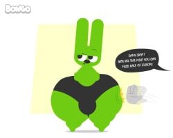 bonguitoweon front_view hoops_&_yoyo male_only non-human rabbit slap slapping_butt text thick_ass thick_thighs toony yoyo_(hoops_&_yoyo)