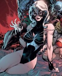 1girls alien big_breasts black_cat_(marvel) black_lipstick brad_anderson curvy curvy_female curvy_figure felicia_hardy female female_only light-skinned_female light_skin lipstick marvel marvel_comics philip_tan smile solo solo_female straight_hair symbiote thick_thighs thighs venom venom_(marvel) venomized white_hair wide_hips