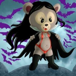 1girls bear belly_button cape collar cub disney duffy_and_friends fangs female female_focus female_only halloween lingerie mousetache shelliemay skimpy skimpy_bikini skimpy_clothes swimsuit swimwear thigh_boots thighhigh_boots ursid vampire