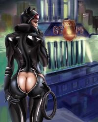 1girls artist_request ass ass_focus ass_grab back_view batman:_arkham_city batman_(series) big_ass big_butt bodysuit butt_window catwoman curvy curvy_female curvy_figure dat_ass dc dc_comics exposed_ass fat_ass female female_only goggles grabbing_own_ass latex latex_suit light-skinned_female light_skin looking_back pawg rear_view solo solo_female thief unzipped_bodysuit unzipped_pants villain villainess whip wide_hips