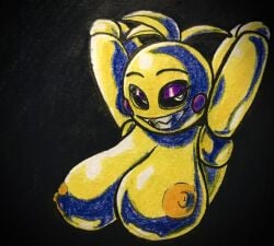 1girls bedroom_eyes big_breasts breasts female female_only five_nights_at_freddy's five_nights_at_freddy's_2 grin large_breasts lovetaste_chica oh_gosh_levi toy_chica_(fnaf) toy_chica_(love_taste)