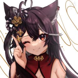 brown_hair female momotexx_(vtuber) red_eyes virtual_youtuber vyugen wolf_ears wolf_girl wolf_tail