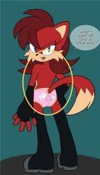 anthro ass back back_view childish_panties clothed euf-dreamer female female_only fiona_fox fox fox_girl panties pants rear_view red_body red_fur sega sonic_(series) tail text topless x-ray