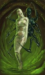 breasts cocoon cocooned dreampaintloon encasement mummification navel nipples spider_girl spider_humanoid thick_thighs wide_hips