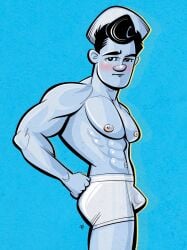 abs biceps bulge bulging_biceps embarrassed looking_at_viewer male male_only muscular muscular_male pecs sailor shirtless_male shy smooth_chest smooth_skin studsketch underwear underwear_only