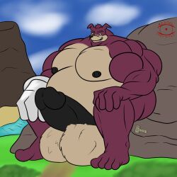 1boy 2017 balls big_balls big_penis bigkingwoof crash_(series) crunch_bandicoot erection male male_only overweight penis solo
