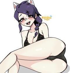 1girls 2025 artist_name ass ass_focus athletic athletic_female banana_onegai bandaid bandaid_on_nose big_ass big_breasts blue_hair blush blushing breasts cat_ears cat_girl catgirl clothed clothing erisa_(fortnite) female female_only fortnite light-skinned_female light_skin lingerie lingerie_only long_hair looking_at_viewer on_side panties presenting presenting_hindquarters scar scar_on_face smile smiling solo thick_thighs thighs underwear video_games yellow_eyes