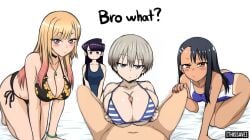 1boy 4girls ai ai_assisted all_fours ass bikini breasts confused cringe hayase_nagatoro huge_breasts ijiranaide_nagatoro-san kitagawa_marin komi-san_wa_komyushou_desu komi_can't_communicate komi_shouko komi_shuuko looking_at_viewer marin_kitagawa my_dress_up_darling nagatoro_hayase paizuri paizuri_lead_by_female paizuri_on_lap pov pov_male raised_eyebrows reaction_image reaction_shot shocked shouko_komi sono_bisque_doll_wa_koi_wo_suru text thissave uzaki-chan_wa_asobitai! uzaki_hana