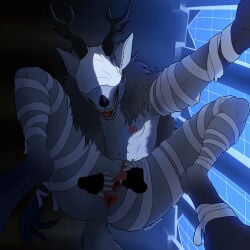 1:1 abs anthro antlers anus bandage bloodborne breasts claws clitoral clitoral_hood clitoral_rubbing clitoris clothing covered_eyes digitigrade disembodied_hand female fingering fingerless_gloves first_person_view fromsoftware genitals gloves handwear hi_res horn jamison_hawkes looking_at_viewer looking_down looming_over nipples open_mouth sharp_teeth simple_background solo sony_corporation sony_interactive_entertainment spread_anus spread_vulva spreading teeth vaginal vaginal_fingering vicar_amelia vulva