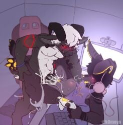 2024 andromorph andromorph/male andromorph_anthro andromorph_penetrated anthro anthro_on_anthro anthro_penetrated anthro_penetrating anthro_penetrating_anthro black_body black_fur black_hair black_horn black_markings black_sclera blue_clothing blue_shirt blue_tank_top blue_topwear blush bodily_fluids bottomless bottomless_andromorph bottomless_anthro bottomless_intersex bovid breath camera caprine caprine_demon clitoris clothed clothing controller cum cum_inside demon duo ear_piercing ear_ring electronics eyewear from_front_position fur furniture game_controller gaming_chair genital_fluids genitals glasses goat_demon hair headphones headphones_only hi_res holding_arm holding_leg holding_object horn inflation intersex intersex/male intersex_anthro intersex_penetrated k0moya keyboard komoya_(k0moya) lagomorph leporid lying male male_anthro male_penetrating male_penetrating_andromorph male_penetrating_intersex mammal markings missionary_position monitor multicolored_body multicolored_fur nude_anthro nude_male on_back on_table one_ear_up panting partially_clothed pawpads penetration penile penile_penetration penis penis_in_vagina piercing playstation playstation_controller purple_eyes rabbit raised_clothing raised_topwear red_eyes red_markings ring_piercing round_glasses scar sex shirt sony_corporation sony_interactive_entertainment stomach_bulge table tank_top thick_penis tongue tongue_out topwear topwear_only trans_(lore) trans_man_(lore) two_tone_body two_tone_fur underwear underwear_down vaginal_penetration vale_(nxvarii) vulva webcam white_body white_fur white_hair white_sclera wristband wristband_only yellow_clitoris yellow_markings yellow_nose yellow_pawpads yellow_tongue