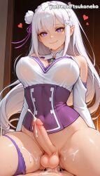 1futa 2026 ai_assisted ai_generated anime artist_name bangs bare_shoulders blunt_bangs blush braid breasts bust cock cum dick ejaculation emilia emilia_(re:zero) explicit futanari hair_ornament hair_ribbon hi_res high_quality high_resolution highres long_hair panties patreon patreon_username penis pointy_ears purple_eyes purple_ribbon re:zero_kara_hajimeru_isekai_seikatsu ribbon stable_diffusion testicles tsukoneko underwear watermark