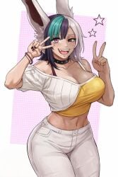 2girls ai ai-created ai_generated fusion fusion_character hoshi_kirara jujutsu_kaisen mirko miruko my_hero_academia