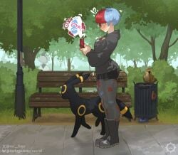 big_ass blush eeveelution glasses mr_fuga mrfuga penny_(pokemon) pokemon umbreon
