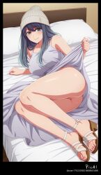 4k 8k ai_generated ass black body breasts bun clothes content couch explicit feet female full hair heels herself kurokawa_akane legs lift long lying masterpiece mature nsfw on oshi_no_ko pants perfect polished quality resolution sexy shirt smile solo thighs tied toenails undress