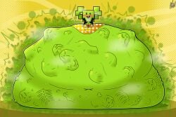 belly blush bones bones_in_stomach breasts digestion digestion_noises drooling mario_(series) mass_vore mimi_(super_paper_mario) multiple_prey nightwanderer25 nintendo paper_mario prey_outline same_size_vore stomach_bulge super_paper_mario sweat tongue vore vore_belly