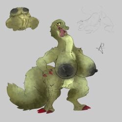 absurd_res anthro ass big_breasts big_butt breasts brute_wyvern capcom deviljho dragon dragon_tail female genitals green_body green_scales hi_res huge_breasts huge_butt hyper hyper_breasts mane monster_girl_(genre) monster_hunter multiple_angles muscular mythological_creature mythological_scalie mythology scales scalie solo thick_thighs vulva wet white_mane wide_hips yaginoko yellow_eyes