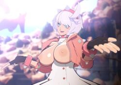 1girls 3d_(artwork) arc_system_works breasts breasts_out elphelt_valentine female guilty_gear light-skinned_female light_skin luminaryofages nipples white_hair