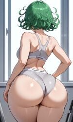 ai-created ai_art ai_generated ass calvin_klein curvy curvy_figure female female_only from_behind from_behind_position green_hair houseofwaifu one-punch_man panties perfect_ass perfect_legs shueisha sports_bra tatsumaki thick thick_legs thick_thighs underwear