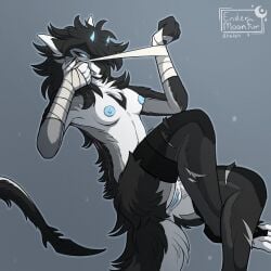 1:1 2024 2_horns 5_fingers anthro anus areola arm_wraps back_scar biped black_body black_fur black_hair black_tail blue_anus blue_areola blue_eyes blue_horn blue_inner_labia blue_nipples blue_vulva breasts chest_tuft clothing dated digital_media_(artwork) dragon ender_(endermoonfur) endermoonfur female fingers fur furry_tail genitals grey_body grey_fur hair hi_res horn humanoid_genitalia humanoid_vulva inner_labia legwear mostly_nude_anthro mostly_nude_female multicolored_body multicolored_fur mythological_creature mythological_scalie mythology nipples nude pupils scalie scar signature simple_background slim_anthro slim_female slit_pupils snout solo stockings tail torn_clothing torn_legwear torn_stockings tuft two_tone_tail unusual_insides vulva watermark white_body white_fur white_tail wraps