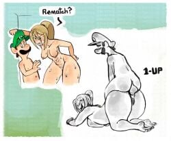 1boy 1girls 1up anal anal_sex animated ass ass_up balls berkdolg big_ass blonde_hair breasts closed_eyes crossover dialogue doggy_style duo eye_contact facial_hair fat_ass female genitals green_hat hat huge_ass large_ass light-skinned_female light-skinned_male light_skin long_hair luigi male male/female mammal mario_(series) mature mature_female mature_male metroid nintendo nude nude_female nude_male open_mouth penis penis_in_anus ponytail pussy samus_aran sex sound straight straight_sex super_smash_bros. tagme text text_bubble thick_ass video
