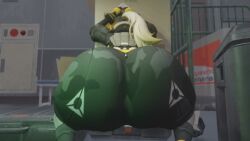 3d 3d_animation 3d_background 3d_model 3d_render animated ass ass_bigger_than_head ass_focus blonde_hair bodysuit camo_print clapping_cheeks clothed facing_away female hands_above_head hoyoverse huge_ass kishi kishi3d long_hair no_sound pants ponytail shaking_ass solo solo_focus tactical_gear tagme twerk twerking video zenless_zone_zero