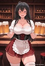 ahoge ai_generated alcohol apron beer beer_mug black_hair blue_eyes blush breasts cleavage collarbone cup curvaceous curvaceous_body curvy curvy_body curvy_female dirndl female german_clothes hair_ribbon holding holding_cup indoors large_breasts long_hair looking_at_viewer mug my_teen_romantic_comedy_snafu open_mouth patreon_username puffy_short_sleeves puffy_sleeves red_ribbon red_skirt ribbon scinna self_upload shirt short_sleeves skindentation skirt smile solo stable_diffusion standing thick_thighs thighhighs thighs underbust voluptuous voluptuous_body voluptuous_female waist_apron white_apron white_shirt white_thighhighs wide_hips yahari_ore_no_seishun_lovecome_wa_machigatteiru. yukinoshita_yukino zettai_ryouiki