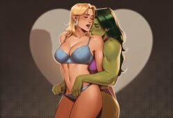 2girls ai_generated big_ass big_breasts big_thighs breasts chest curvaceous curvy curvy_figure digital_media_(artwork) fantastic_four female giantess green-skinned_female green_body green_hair green_skin hips hourglass_figure huge_ass huge_breasts huge_thighs hulk_(series) invisible_woman jennifer_walters large_ass large_breasts large_female large_thighs legs light-skinned_female light_skin macro macro_female marvel marvel_comics mature mature_female mature_figure mini_giantess phophopho she-hulk slim_waist sue_richards sue_storm tall tall_female thick thick_hips thick_legs thick_thighs thighs voluptuous voluptuous_female waist wide_hips wide_thighs yuri