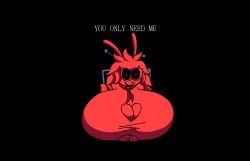 2024 2d 2d_(artwork) 2d_artwork big_breasts boob_window breasts_bigger_than_head bunny_ears bunny_girl cleavage cleavage_cutout clothed clothing dialog dialogue female female_focus female_only gremlingrounded handkerchief heart-shaped_boob_window heart_eyes lagomorph lagomorph_humanoid original pink_body pink_hair poly_(gremlingrounded) rabbit_girl simple_background solo solo_female solo_focus television text