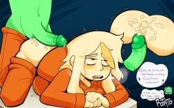 2boys ahe_gao ass_fuck big_ass big_cock big_penis blonde_hair bottomless_male consensual crying crying_male cum cum_drip cum_in_ass cum_inside cute femboy fucked_from_behind gay gay_domination gay_sex green_body green_cock hotpotatoss linn male_only mundo_torajo on_bed on_fours prison prison_clothes prisoner tongue_out torajo yellow_body