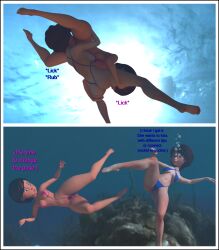 2girls 3d big_hero_6 cass_hamada comic crossover disney female helen_parr marvel pixar sexfightfun tagme the_incredibles underwater