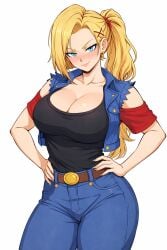 1girls ai ai-created ai_art ai_generated android_18 big_breasts breasts darkness_(konosuba) dragon_ball female female_only fusion fusion_character konosuba light-skinned_female solo