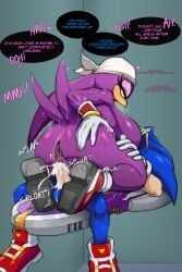 2026 absurd_res anthro anus ass avian balls beak biped bird blue_body bodily_fluids breasts cowgirl_position cum cum_in_vagina cum_inside dialogue duo eulipotyphlan eye_roll eyelashes feathers female female_penetrated from_front_position genital_fluids genitals glistening glistening_body hedgehog hi_res hirundinid holding_butt interspecies kappa_spark looking_pleasured male male/female male_penetrating mammal non-mammal_breasts non-mammal_vulva on_bottom on_top oscine passerine penetration penile penile_penetration penis pupils purple_body purple_feathers sega sex side_boob sonic_(series) sonic_riders sonic_the_hedgehog sonic_the_hedgehog_(series) speech_bubble swallow_(bird) text thick_thighs vaginal_penetration vulva wave_the_swallow