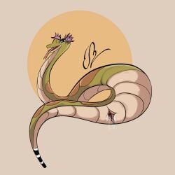 absurd_res animal_genitalia cloaca dreamworks eddiebrije female feral genitals hi_res kung_fu_panda master_viper nude reptile scalie simple_background smile snake solo tail tongue viper