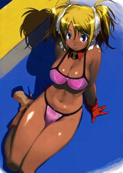 artist_request bikini blush dark_skin lying makeup swimsuit