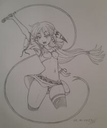 belly_button dynamic_pose feena_(grandia) fighting_pose grandia katanis no_bra panties small_breasts tagme