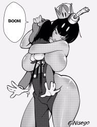 1boy 1girls alternate_version_available artist_logo artist_name ass bedroom_eyes black_and_white bob-omb bob-ombette boobs breast_smother breast_squeeze breasts crown curvy dark-skinned_female dark_skin female femdom fully_clothed fully_clothed_male fuse hat hat_grab head_between_breasts humanized interracial king_bob-omb light-skinned_male male mario mario_(series) marshmallow_hell massive_ass massive_breasts naked naked_female new_super_mario_bros._u_deluxe nintendo nisego no_nose nosebleed nude nude_female queen_bob-omb rule_63 seductive size_difference smothering solo_focus super_crown super_mario_bros. teasing text text_bubble thick_thighs voluptuous voluptuous_female voluptuous_woman wide_hips