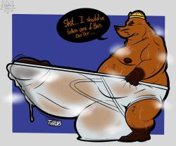 2026 absurd_res animal_crossing anthro balls balls_outline barefoot belly big_balls big_bulge big_penis bodily_fluids bottomwear boxer_briefs bulge clenched_teeth clothed clothing clothing_pull colored detailed_bulge dialogue digital_drawing_(artwork) digital_media_(artwork) dripping english_text erection erection_under_clothing eulipotyphlan feet fur genital_fluids genital_outline genitals gorochuinboxers hi_res huge_balls huge_bulge huge_cock humanoid_genitalia humanoid_penis hyper hyper_balls hyper_bulge hyper_genitalia hyper_penis leaking_precum male mammal mole_(animal) moobs mostly_nude mr._resetti musk musk_cloud musky_underwear nintendo nipples overweight overweight_anthro overweight_male penis penis_outline penis_poking_out precum precum_drip precum_stain precum_through_clothing precum_through_underwear simple_background solo speech_bubble sweat sweatdrop sweaty_body teeth text underwear underwear_only underwear_pull wet wet_clothing wet_underwear