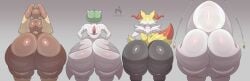 2026 absurd_res anthro ass big_butt braixen brown_body brown_fur evedeve female fur generation_4_pokemon generation_6_pokemon generation_7_pokemon genitals group hi_res huge_butt humanoid hyper hyper_butt lopunny mega_evolution mega_gardevoir nintendo nude pheromosa pokemon pokemon_(species) ultra_beast vulva white_body yellow_body yellow_fur