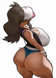 1girls ass ass_hanging_out ass_hanging_out_of_shorts big_ass big_breasts booty_shorts bottom_heavy breasts brown_hair bubble_butt busty clothing crop_top daisy_dukes fat_ass female female_only gluteal_fold hat hilda_(pokemon) huge_ass huge_breasts large_ass large_breasts massive_ass micro_shorts pokemon rear_view short_shorts shorts solo spiralnoww thick_ass thick_thighs thunder_thighs vest wide_hips