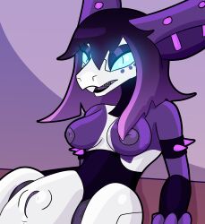 absurd_res alternative_fashion android bracelet breasts ear_piercing female goth hair hi_res jewelry looking_at_viewer machine makeup mammal neeva_(shizameakanzatsu) out-of-placers piercing presenting purple_hair robot robot_joints rodent shizameakanzatsu spiked_bracelet spikes teeth vaginal white_body yinglet