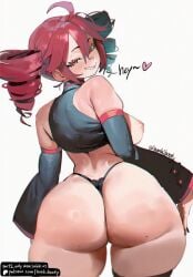 1girls ai_assisted ass female female_focus female_only honkibooty kasane_teto large_ass looking_at_viewer looking_back solo thick_thighs thighs vocaloid wide_hips