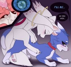 2020 3_toes arm_markings ass_up back_markings bent_over black_claws blue_body blue_ears blue_fur blue_tail bodily_fluids brown_markings claws closed_eyes collar collar_only cum cum_in_uterus cum_in_vagina cum_inside cutaway dialogue digital_media_(artwork) dipstick_ears dipstick_tail duo ear_markings ejaculation english_text erection eyelashes feet felid feline female female_feral female_on_bottom feral feral_on_feral finger_claws from_behind_position fur fur_markings genital_fluids genitals gloves_(marking) gradient_background green_eyes impregnation incubator_(puella_magi) internal internal_vaginal interspecies interspecies_impregnation kyuubee leg_markings looking_at_another looking_at_partner looking_back looking_back_at_another looking_back_at_partner looking_pleasured mahou_shoujo_madoka_magica male male/female male_feral male_on_top mammal markings meraence mounting multicolored_body multicolored_ears multicolored_fur multicolored_tail nude on_bottom on_top open_mouth orgasm orgasm_face ovum pawpads penetration penile penile_penetration penile_spines penis penis_in_vagina perching_position pink_inner_ear pink_nose pink_pawpads pink_penis puella_magi quadruped sex simple_background snout socks_(marking) speech_bubble tail tail_markings text toe_claws toes two_tone_body two_tone_ears two_tone_fur two_tone_tail uterus vaginal_canal vaginal_penetration whiskers white_body white_ear_tips white_ears white_fur white_markings white_nose white_tail white_tail_tip